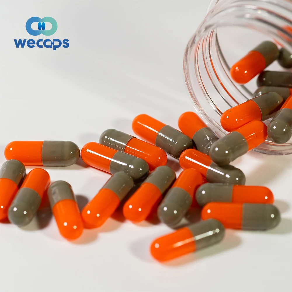 Wecaps оптовая продажа пустые капсулы серые оранжевые растения HPMC вегетарианские пустые капсулы Целлюлозные Пустые твердые капсулы