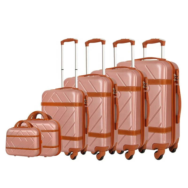 most popular cheap abs luggage set 5 pcs travel trolley china luggage factory