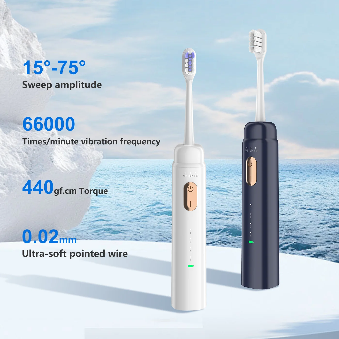 Rechargeable Sonic Electric Toothbrush Soft Bristles  Professional teeth cleaning  IPX7 Electric Brush for Kids Children