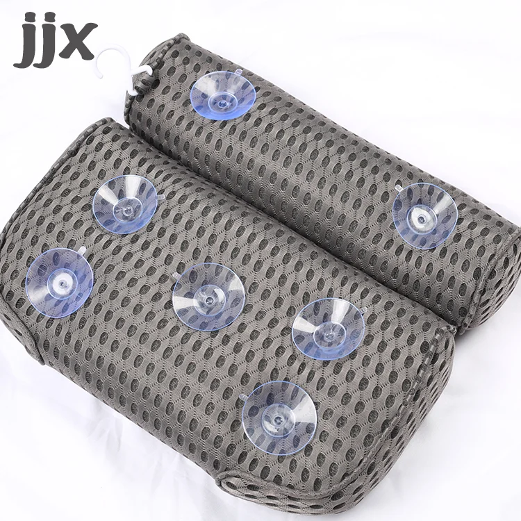 Washable and comfortable 4D mesh luxurious headrest soft and washable spa bath pillow  with suction cup