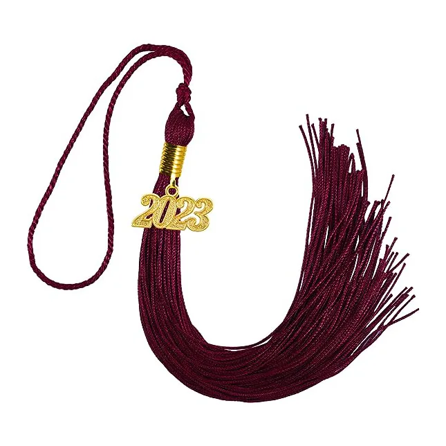 2023 Custom Logo High School Shiny Gold 100%Polyester Graduation Cap & Tassel