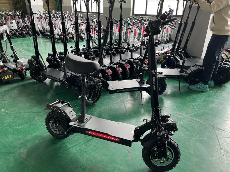 Wholesale High Quality Folding Adult Electric Scooter With Seat 1200W 2400W Motor 60km/h Max Speed 11 Inch Off-road Vacuum Tire
