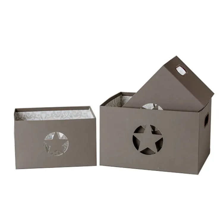 Wholesale eco-friendly high quality home goods star pattern paper cd toy storage box without lid