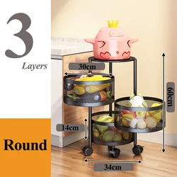 360 Degree Mobile Rotating Storage Rack Basket Vegetable Fruit Mesh Rack Kitchen Storage Storage Trolley Kitchen Trolley Cart