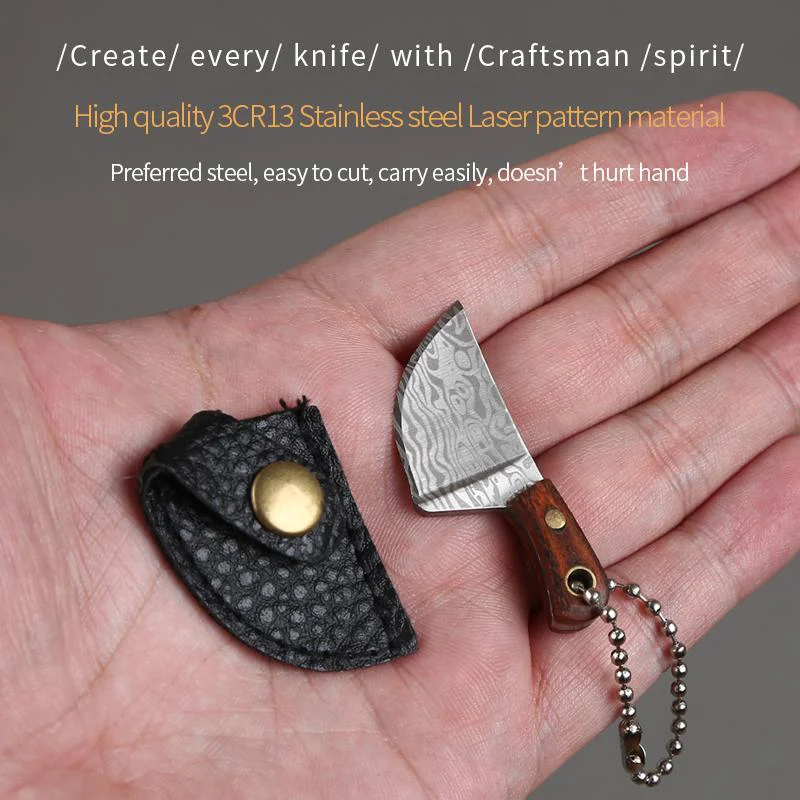 Wholesale Hot Sale Wholesale Mult-mini Cleaver Small Kitchen Knife Key Chain Knife Hunting Knife DAMASCUS Steel Stainless Steel