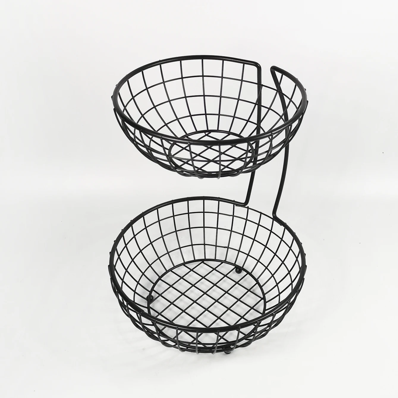 Double tier metal wire storage basket fruit basket