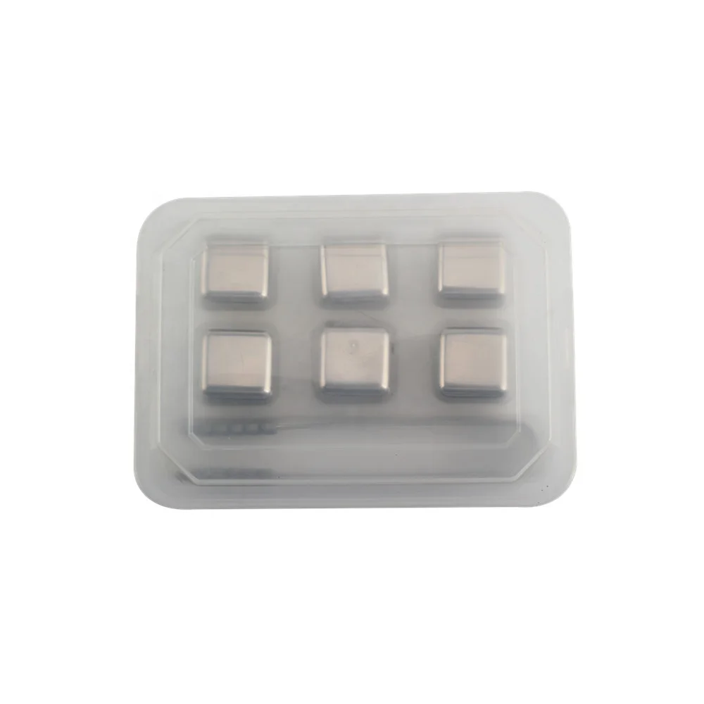 wholesale Custom Stainless steel ice cube box Square Reusable Gold Ice Stone Stainless Steel Ice Cube