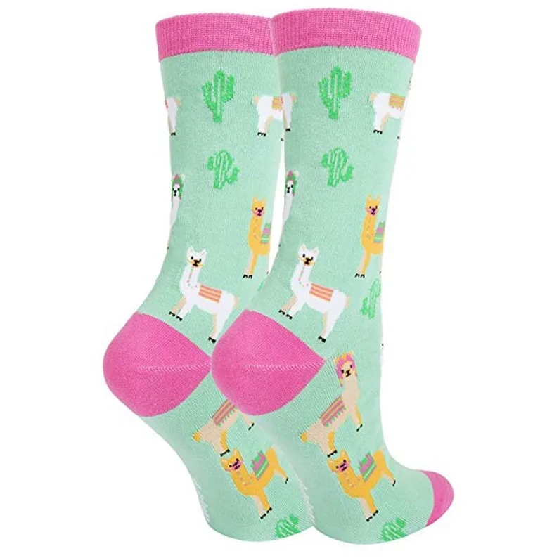 Funny Animal Llama Church Christmas Socks for Women Men Cozy Cotton Alpaca Pattern Crew Socks
