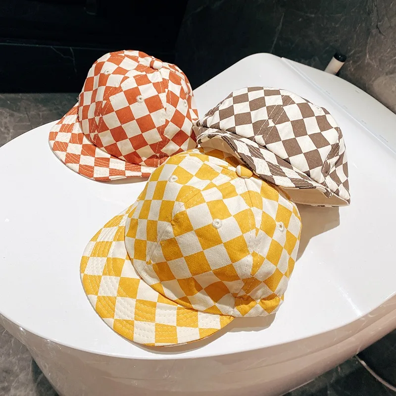 baby kids New spring and summer colourful Checkerboard patchwork baseball cap for baby