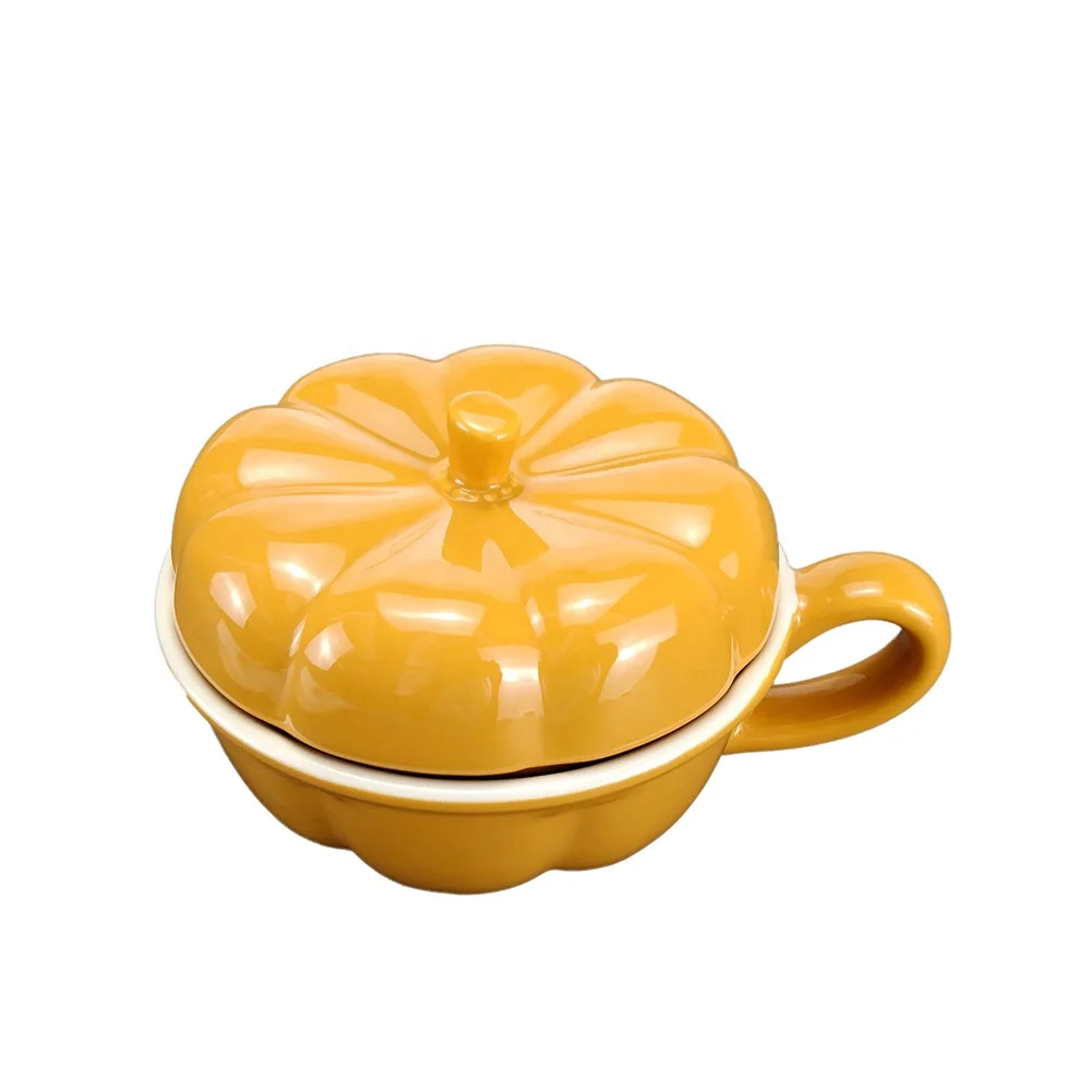 Chocolate Dessert Fruit Decorative Pumpkin Shape Baking Bowl With Lid