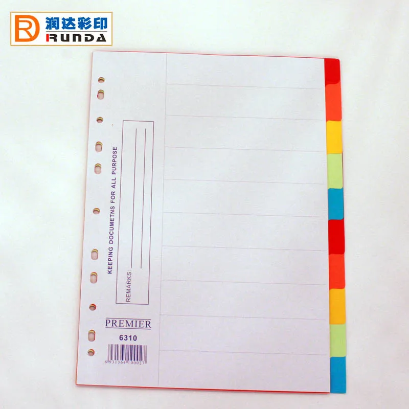 
Newest style A4 Paper Index Card Divider Folder 