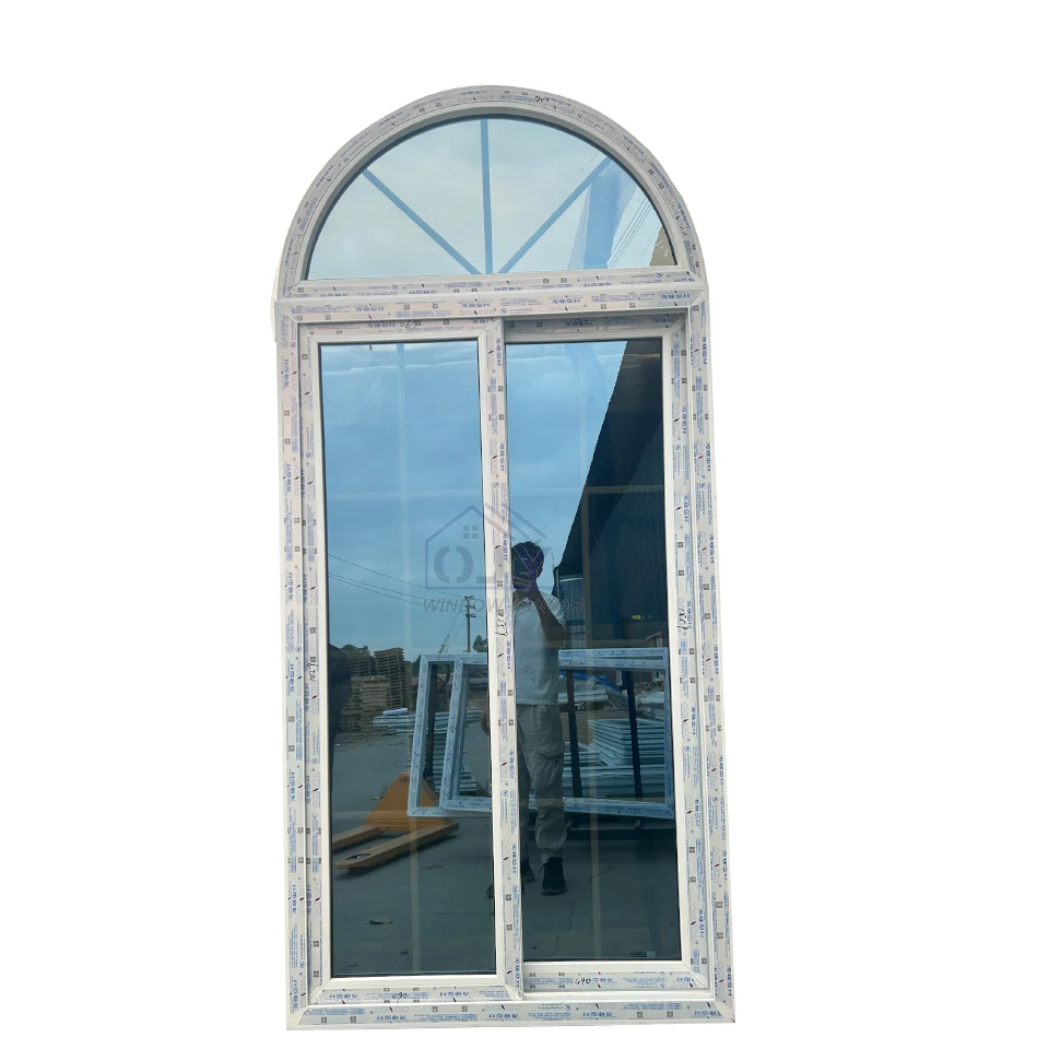 North American Latest Design Grill PVC Sliding Window UPVC Plastic Tempered Sliding Glass Windows