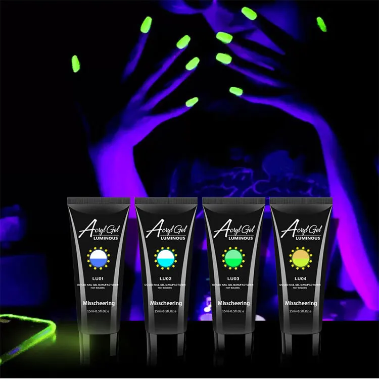 15ml Fluorescent Neon Effect Quick Building Poly Nail Extension Gel Soak Off Luminous UV LED Gel Polish