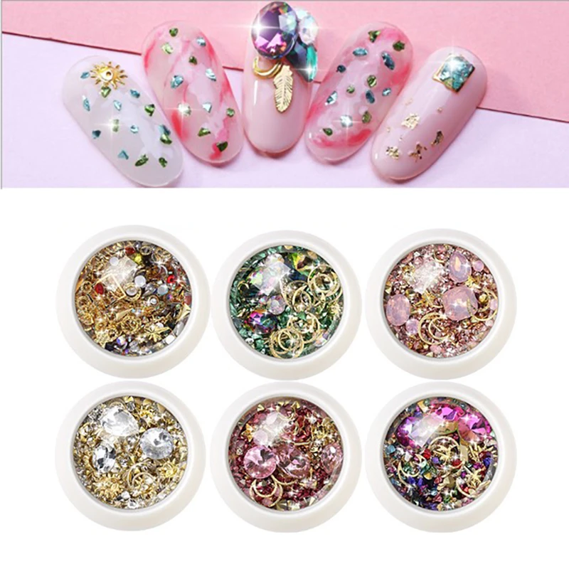 Высококачественный и по лучшей цене клей для украшения ногтей со стразами аксессуары для украшения ногтей металлический смешанный дизайн образец в наличии