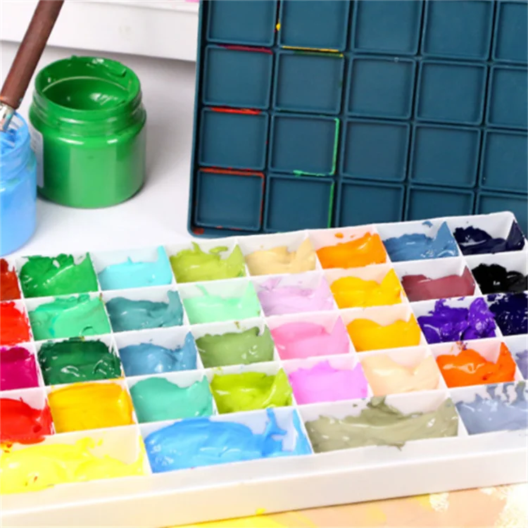 Minghua 10 grid color acrylic water painting paint box rubber soft cover paint box multi grid portable  art tool supplies