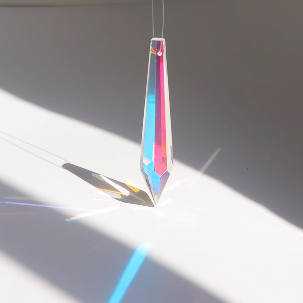 AB prism crystal 38mm 55mm 63mm 76mm crystal chandelier icicle drop pendant  wedding decorations DIY
