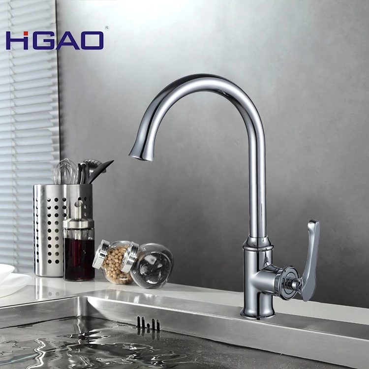 Modern Single-Hole Vessel Sink Monobloc Kitchen Faucet Gun Brass Swivel Spout Deck Mount Tap Grey Chrome Finish Stainless Steel