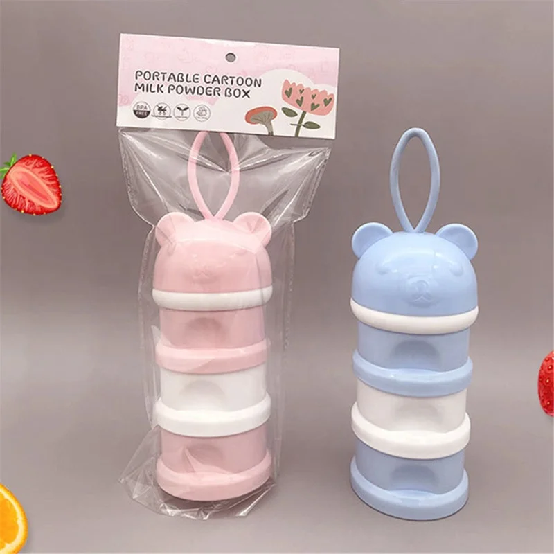 Портативный 3 слоя в виде медвежонка, ящик для хранения продуктов питания Дети Ясельного возраста закуски контейнер для молочного порошка в коробке для детей
