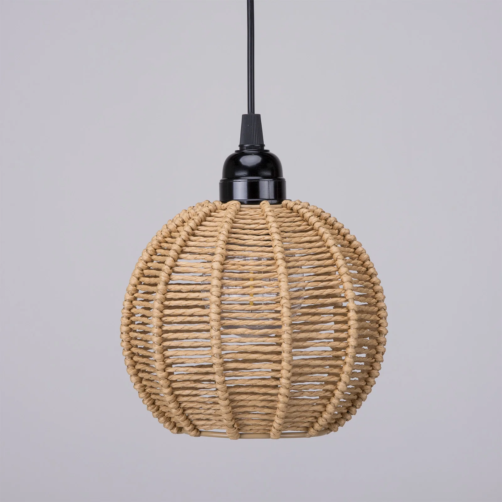 Battery Operated LED Hanging Lights Decorative Battery Operated Pendant Light with paper rope