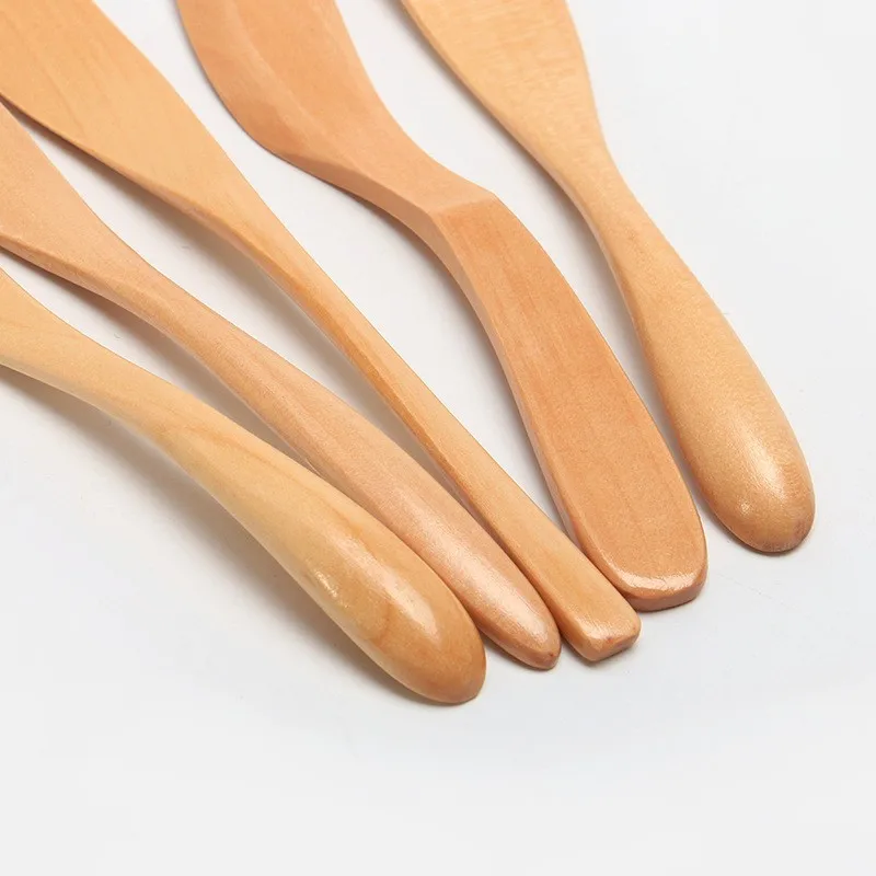 Top sale eco friendly custom logo solid jam salad spatula bread spreader wooden cheese butter knife