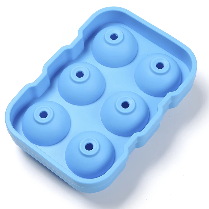 2nd-Generation Custom Round Shape 6 Cavity Silicone Ice Cube Maker with Funnel