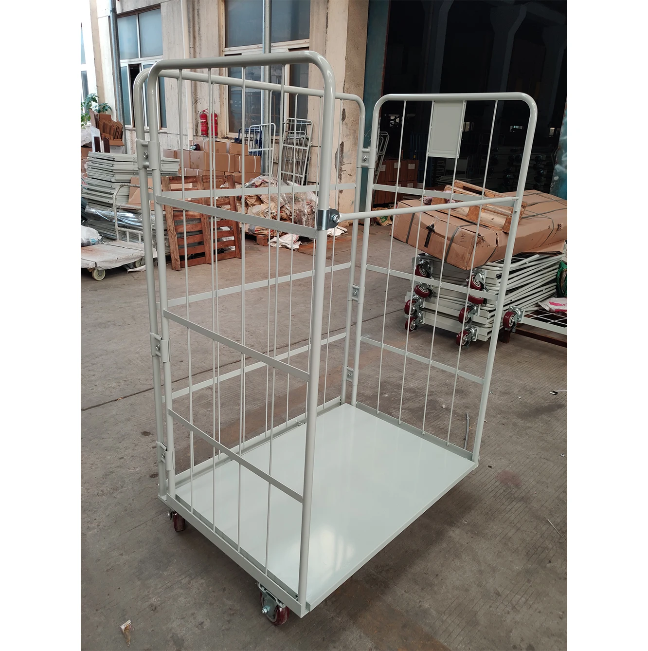 Wholesale Warehouse Storage Collapsible  Rolling Folding Wire Mesh Roll Cage