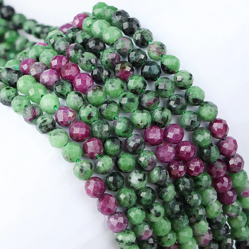 Wholesale A+ Natural Ruby Zoisite Epidote 4.2mm Faceted Beads Loose Gemstone Crystal and Stone Beads for Jewelry Making DIY