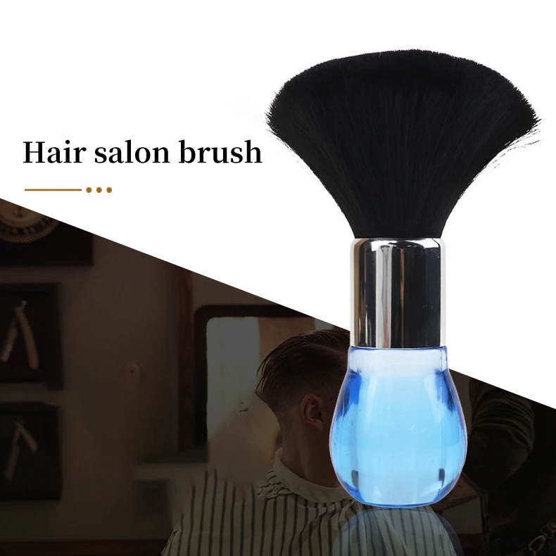 Customized Logo Barber Plastic Crystal Handle Soft Hair Cutting Cleaning Brush Neck Removal Duster Shaving Brush For Hairdresser