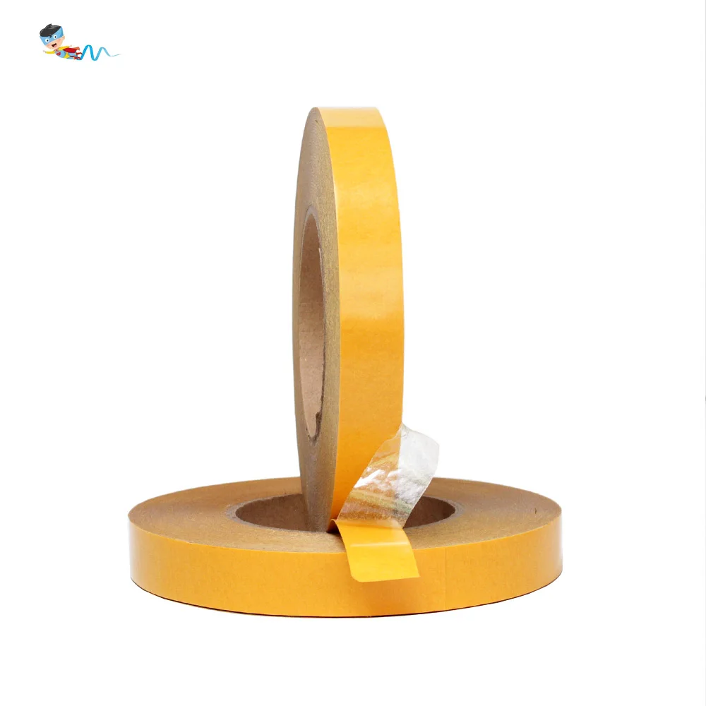 2- Yellow Liner High Viscosity Envelope Nonwoven Paper Base Double Sided Coated Hot Melt Oil Solvent Glue Tissue Adhesive Tape