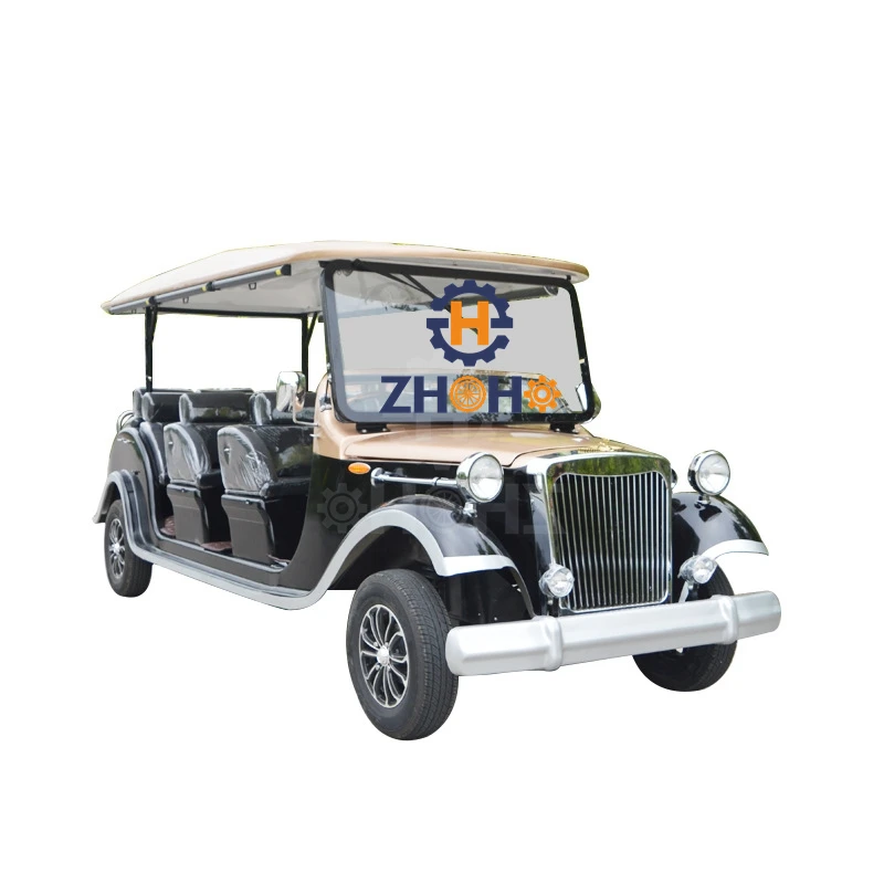Classic Sightseeing Car High End Antique Buggy Customized Black 11 Seats Electric Vintage Cart for Tourism