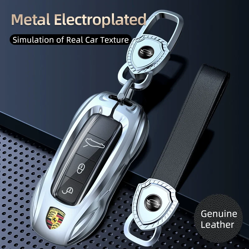 Compatible For Porsche Cayenne Series Car Key Case Cover Macan 718 Panamera Taycan 911 Macan Metal Full Protection