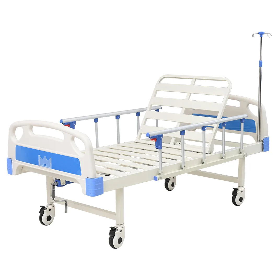 Профессиональное больничное использование A109 ABS односпальная ручная кровать с синим натяжным обеденным
