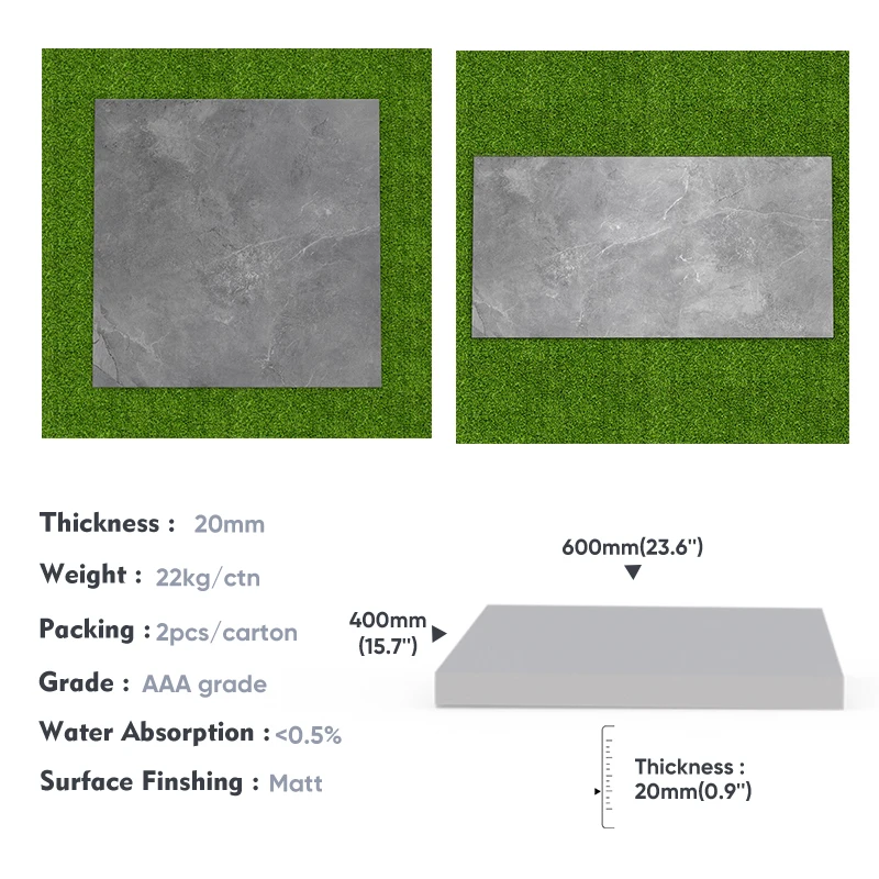 Уличные фарфоровые плитки с эффектом камня 60*60 см толстая нескользящая наружная фарфоровая напольная плитка 2