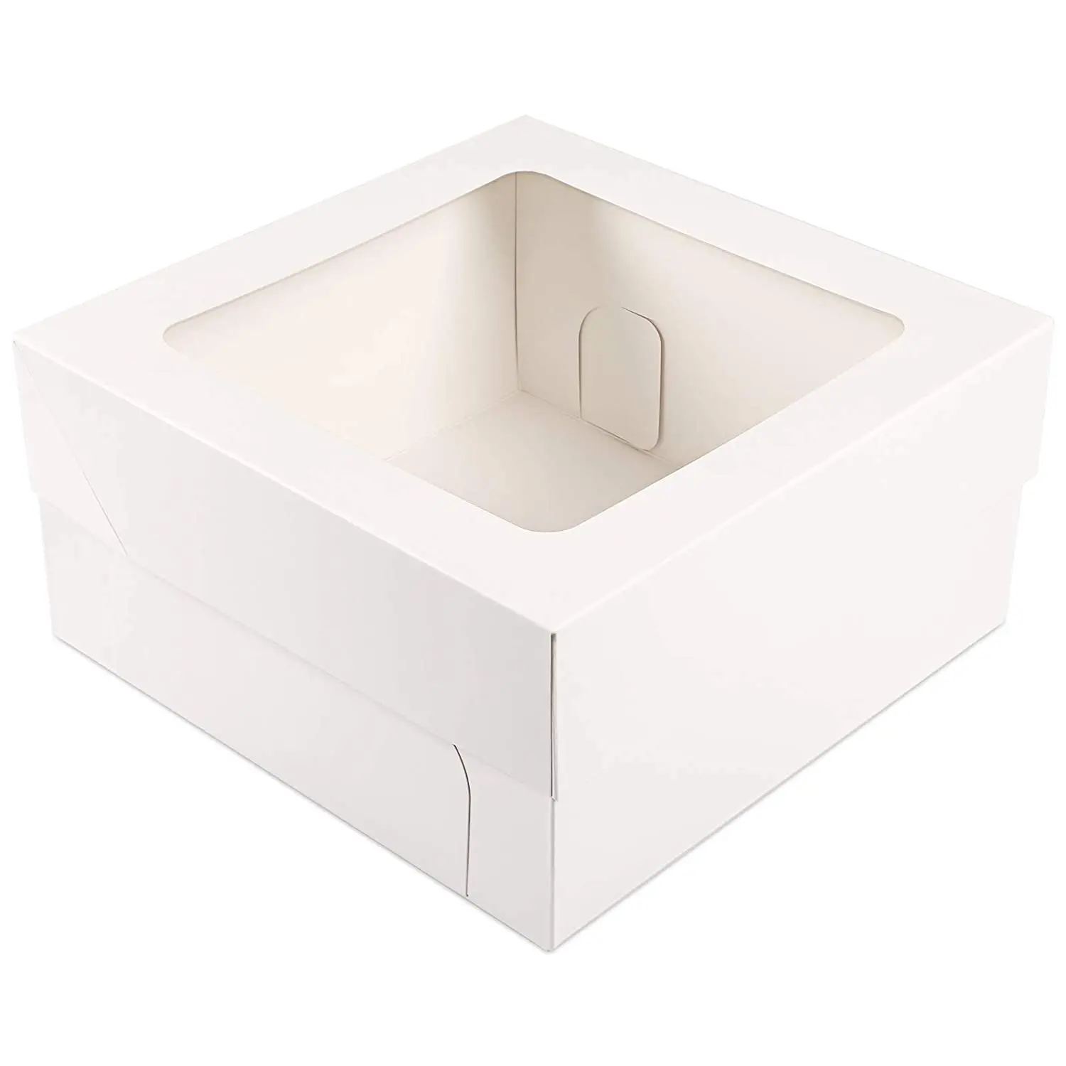 12x12x6 Inch White Bakery Boxes with Window Disposable Cake Caddy Carrier Container for Pie Pastries, Cakes