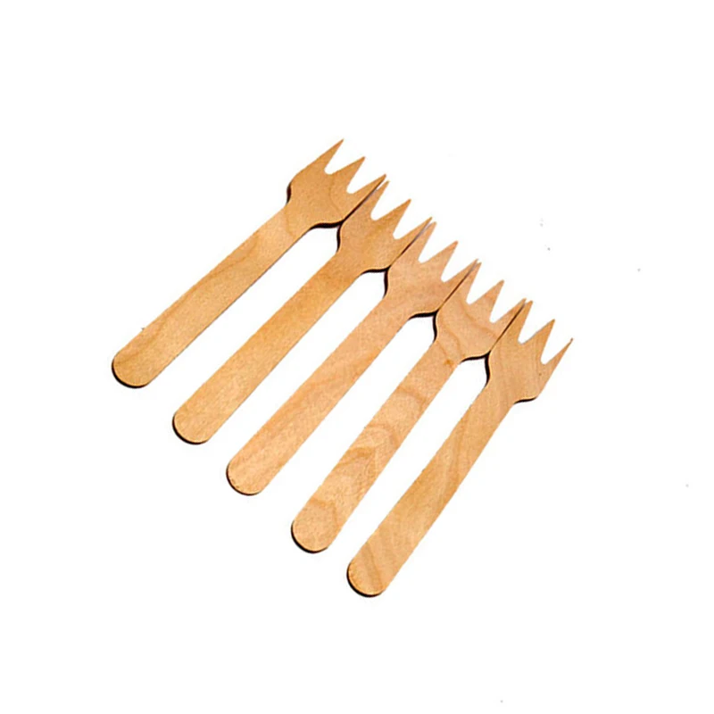 Popular Design Reusable Dual Purpose Tableware Solid Wooden Baby Spoon And Forks