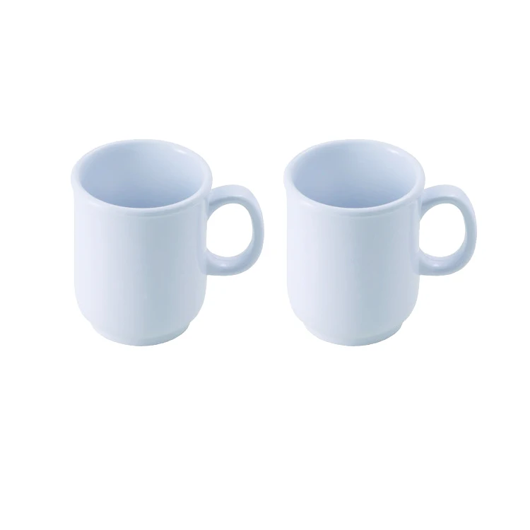Solid color Drinkware plastic 8 oz. sand bulbous mug coffee tea plastic mug melamine mug with handle