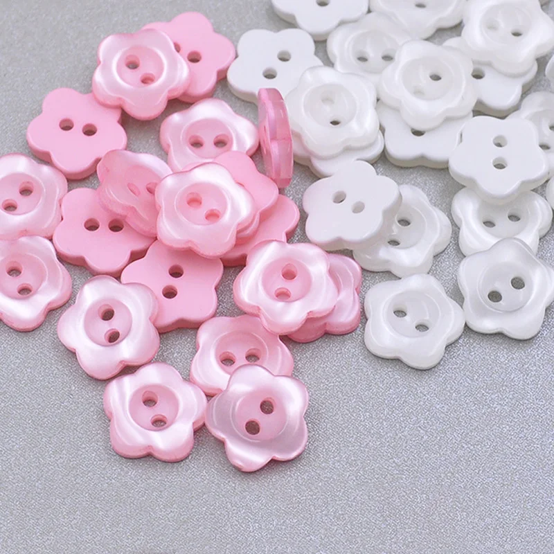 Flower Buttons Round 2-Hole Pearl Resin Buttons  for Crafting Sewing Replacement Knitting Handmade Baby and Kids Sweaters