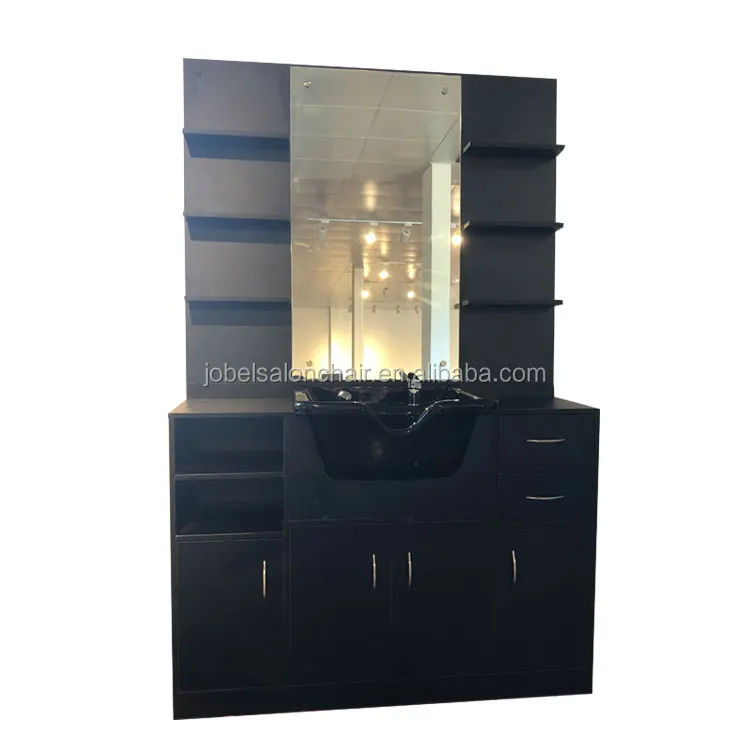 
2021 new products hair salon standing mirror station beauty salon makeup mirrors bowl with chair barber shop mirrors 