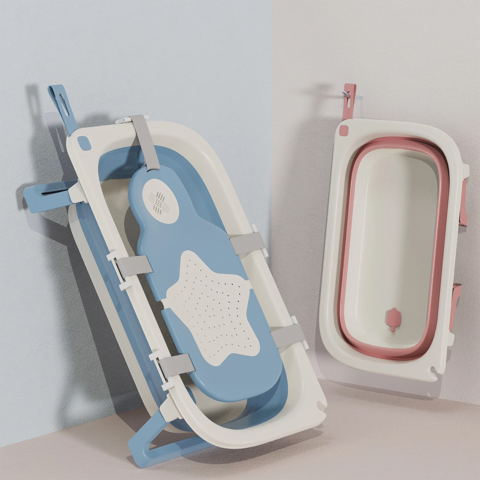 New Design Plastic Baby Folding Bath Tubs Deep Portable Baby Bathtubs for Baby Bathing and Shower