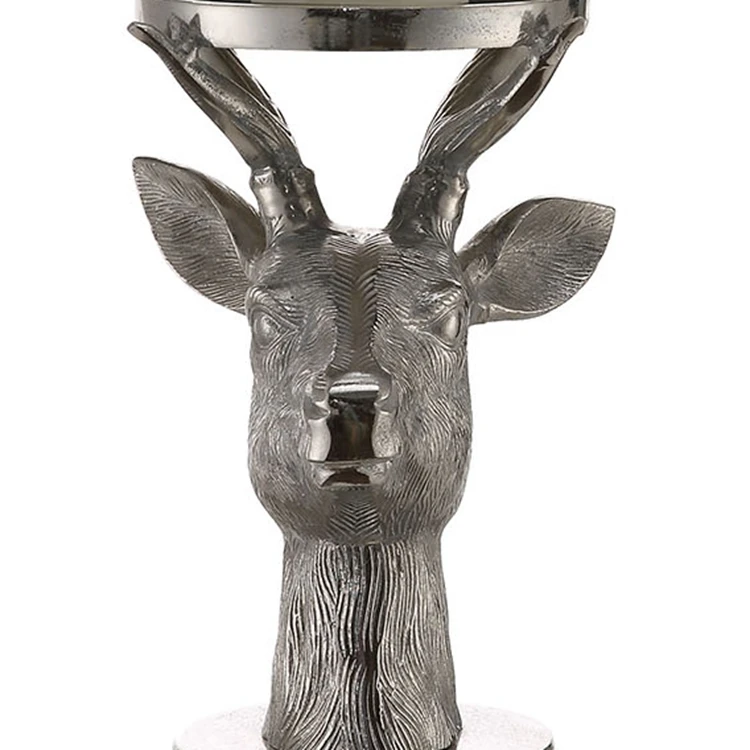 wholesale tabletop clear glass luxury silver metal deer candle holder home decor