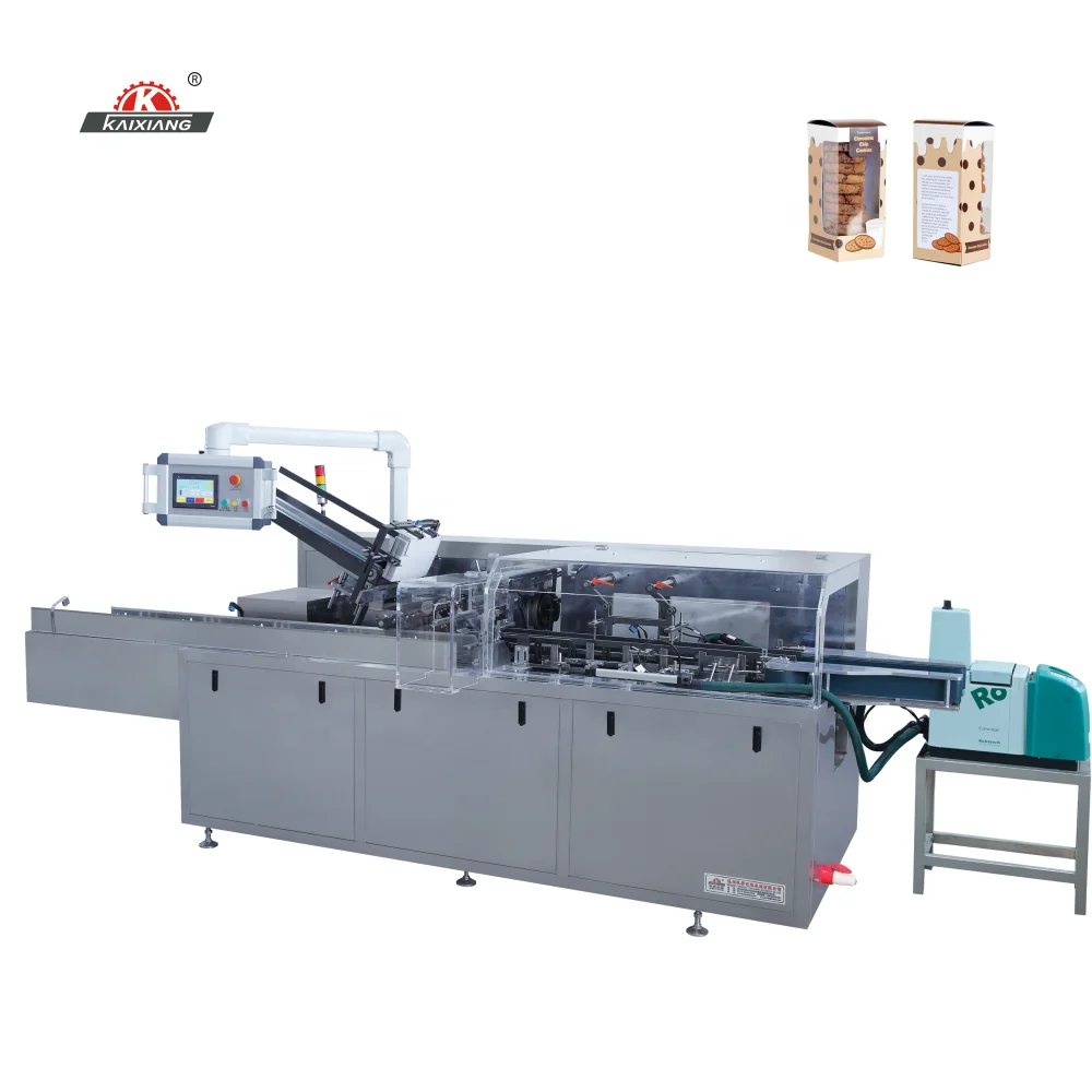 New carton box packing machine KXZ-130B cookie/biscuit/custard pie cartoning machine