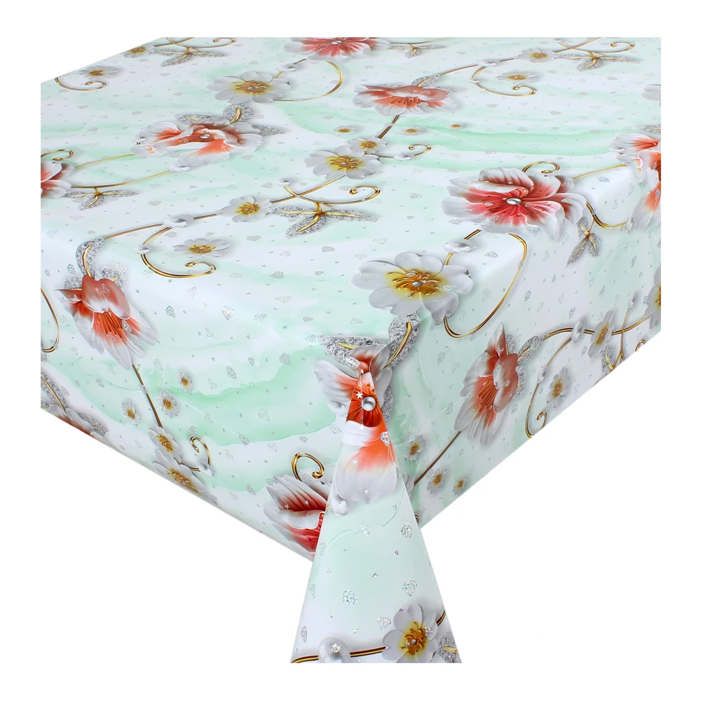 Оптовая продажа Роскошная Высококачественная Золотая рулонная водонепроницаемая ткань из ПВХ скатерть в рулоне