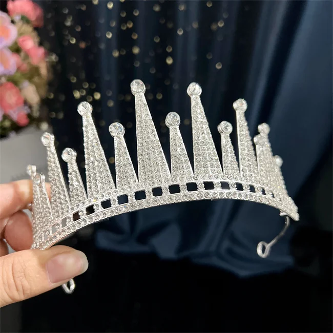 Fashion Women Silver Crystal Bride Crown Headbands Princess Queen Tiaras and Crowns Bridal Wedding Hair Jewelry Head Accessories