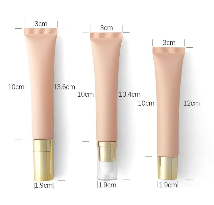 High-end 20G Nude Color Squeeze Tube Eye Cream Soft Package Zinc Alloy Cap Lip Gloss Face Cream Container