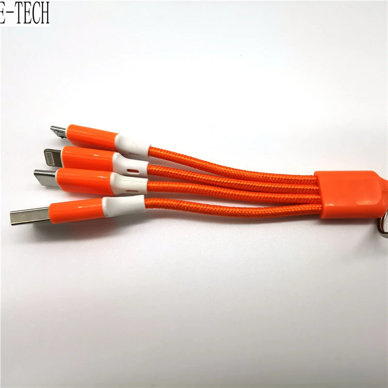  Новинка 2020 зарядное устройство 13 см 2 А брелок usb 3 в 1 портативное для передачи данных usb-кабель мобильного