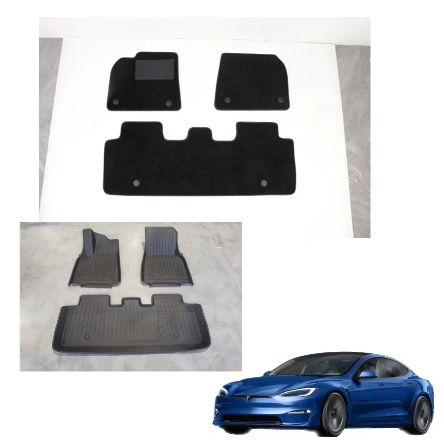 2023 New Design Car Carpet Floor Mats TPE With Velvet For Tesla Model Y Detachable double layer