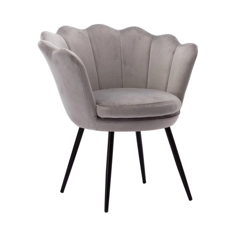 Luxury Gold Leg Leisure Nordic Velvet Armchair Vanity Living Room Modern Accent Petal Shell Chair