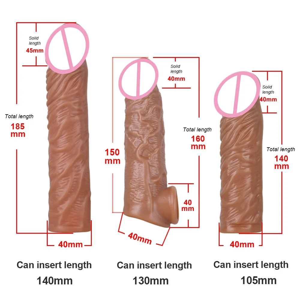 Men Masturbation Toys Silicone Enlarged And Elongated Crystal Simulated Penis Sleeve Fun TPE Wolf Tooth Set Couple Toy Lock 8