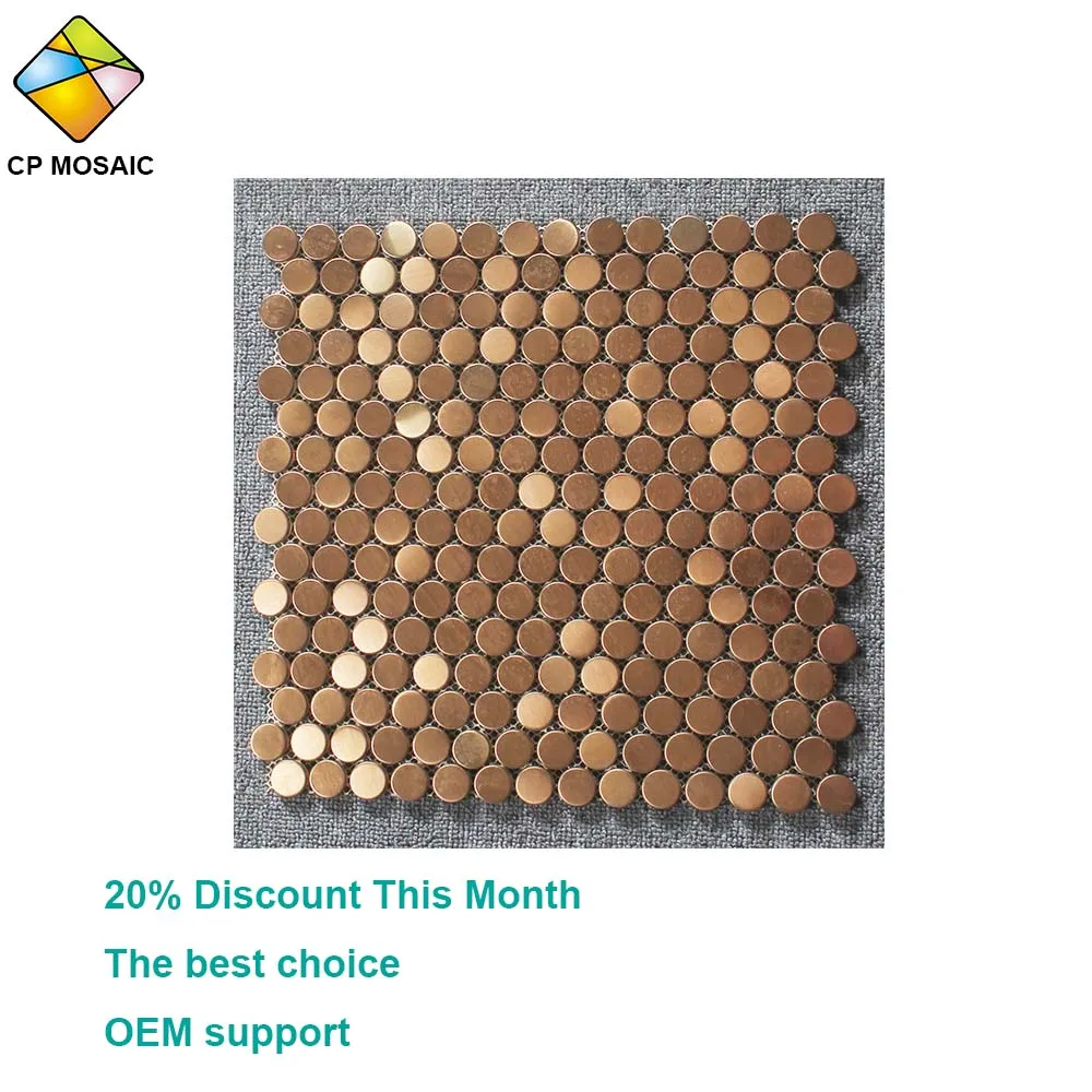 CP MOSAIC factory outlet penny круглая Золотая металлическая мозаика из нержавеющей