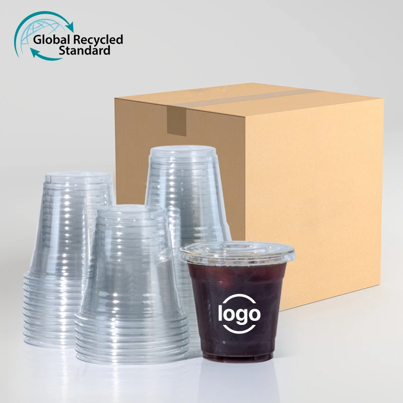 Hot Sale 9oz 92mm Mini Logo Printed Clear Disposable PET Cup Cold Coffee Ice Cream Yogurt Plastic Cup for Dessert